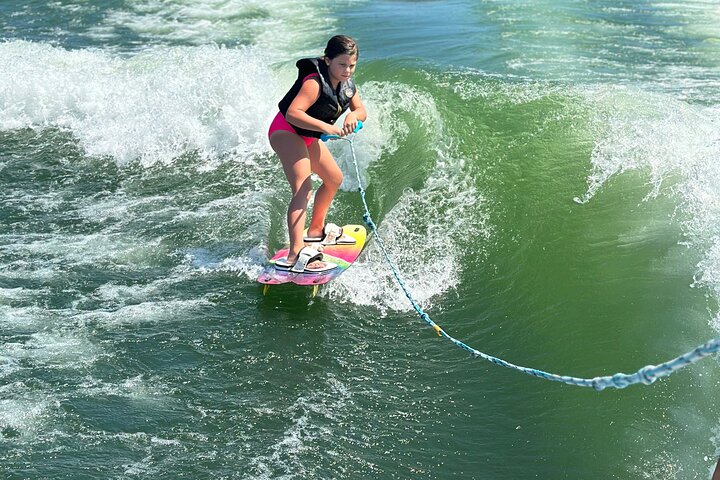 lessons provided with each rental. all ages - Wakesurf Boat on Lake Austin - BYOB Captained (up to 12 guests)