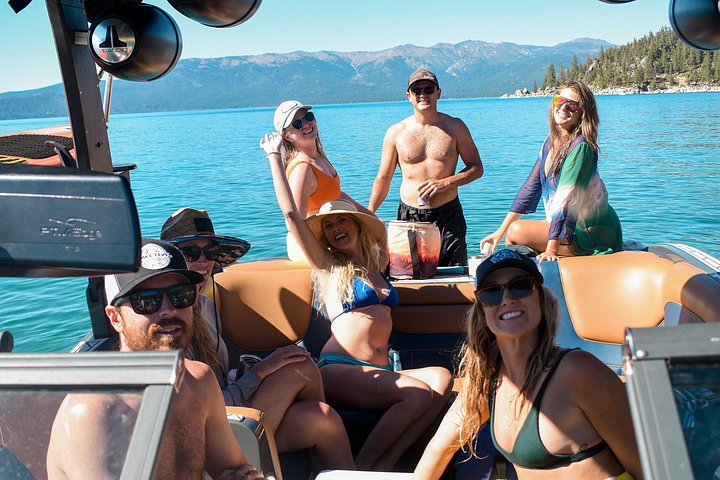A happy group on the lake. - 4 Hour Private Wakesurf Charter With Captain Lake Tahoe