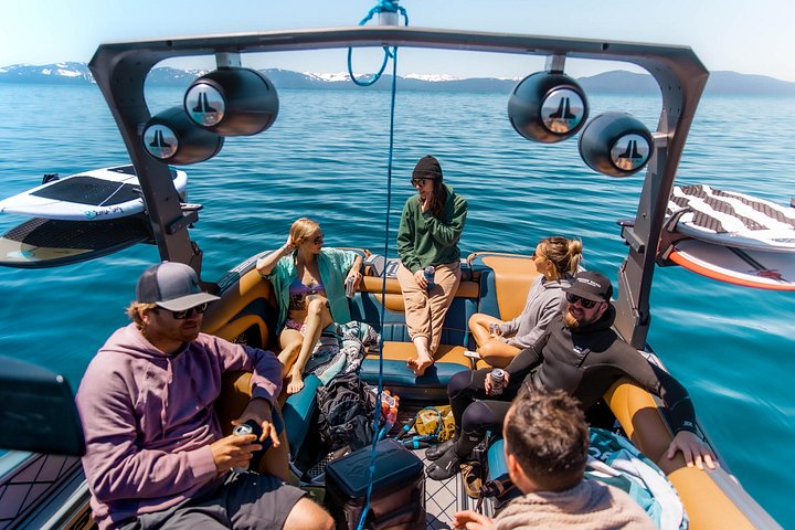 Plenty of room for your squad in the back of the boat - 4 Hour Private Wakesurf Charter With Captain Lake Tahoe