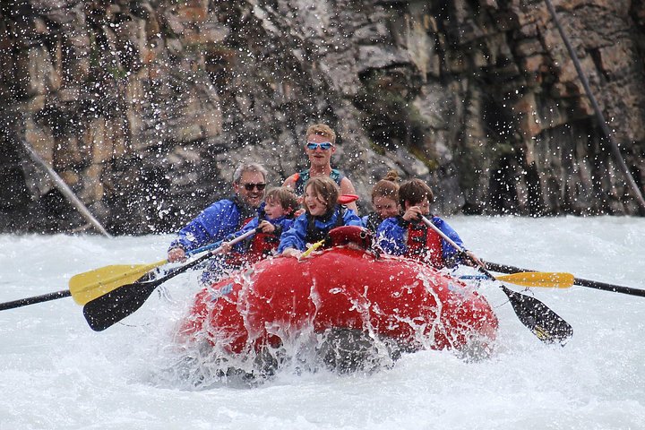 Pro tip: Sit at the front for the best splash - Athabasca Canyon Run Family Rafting: Class II Plus Rapids