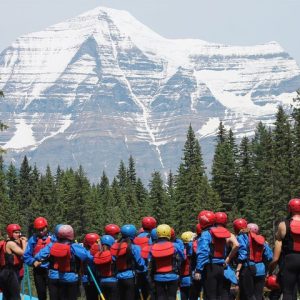 Overlooking the majestic peak of Mount Robson - Whitewater Rafting on Jasper's Fraser River
