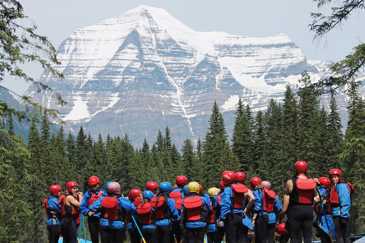 Overlooking the majestic peak of Mount Robson - Whitewater Rafting on Jasper's Fraser River