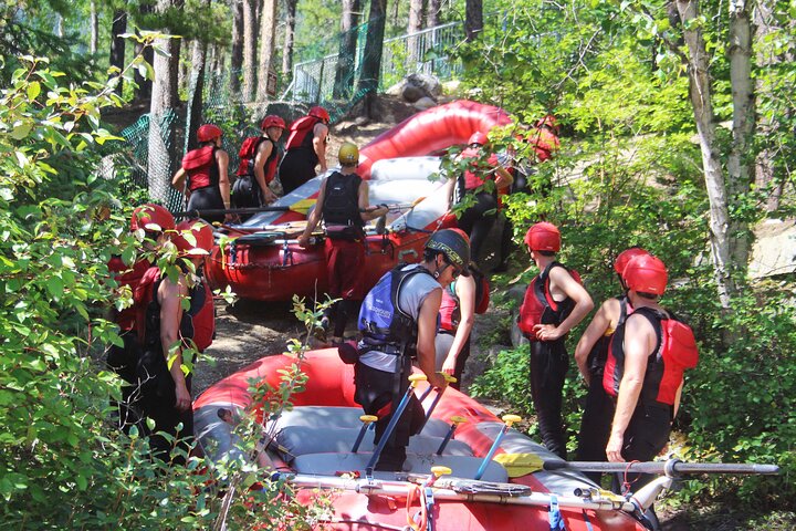 Portaging around Rearguard Falls - Whitewater Rafting on Jasper's Fraser River
