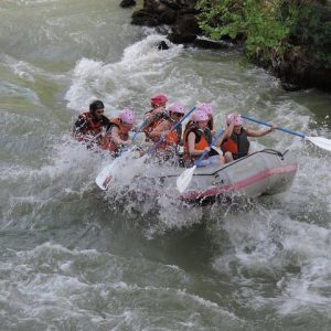 The rapid in Tiberin Island - Urban Rafting on Rome's Tiber River