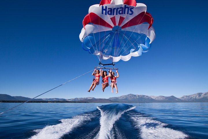There is nothing more serene and beautiful than a parasailing adventure over breathtaking Lake Tahoe! - South Lake Tahoe Parasailing