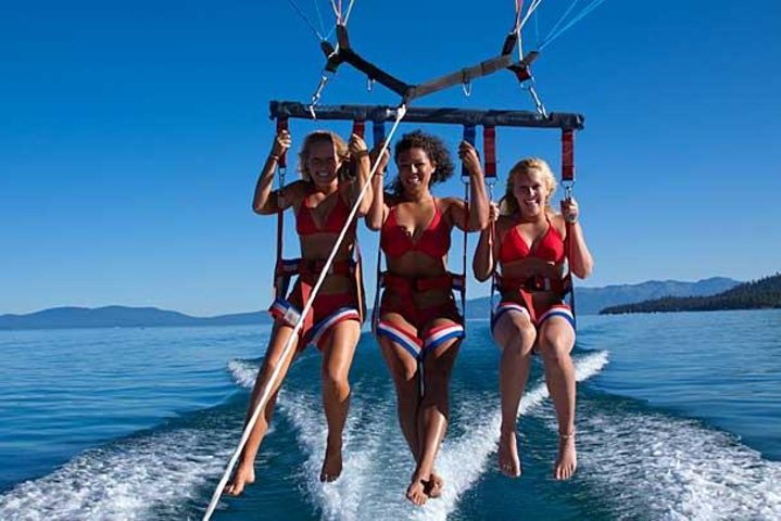 There is nothing more serene and beautiful than a parasailing adventure over breathtaking Lake Tahoe! - South Lake Tahoe Parasailing
