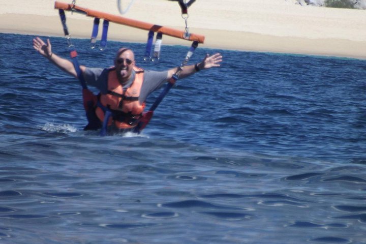Decided to splash in the water when landing, yeah!!! - Single or Double Parasailing in Cabo with Views of The Arch