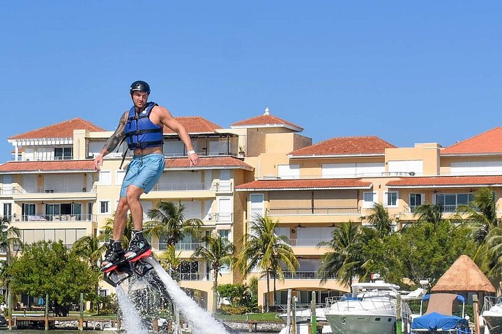 Perfect activity for thrill seekers and aquatic adventurers. - Flyboard activity in Cancun. Includes Training and Equipment